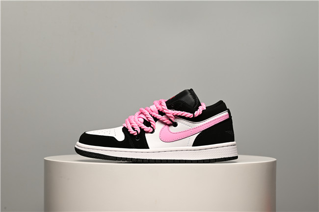 Women's Running Weapon Air Jordan 1 Low Black/Pink/White Shoes 0360